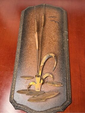 Copper Cattails Wall Plaque Handmade Decorative Art Sculpture Collectible MCM